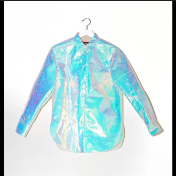Sies Marjan Holographic Iridescent Silver Shirt Jacket - Picture 5 of 16